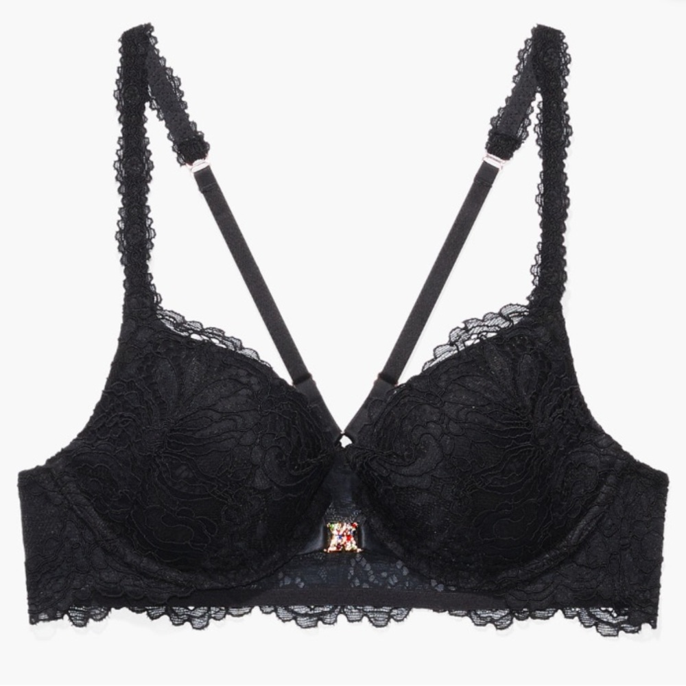 Savage X Fenty Romantic Corded Lace Front-Closure Push-Up Bra, size 36D